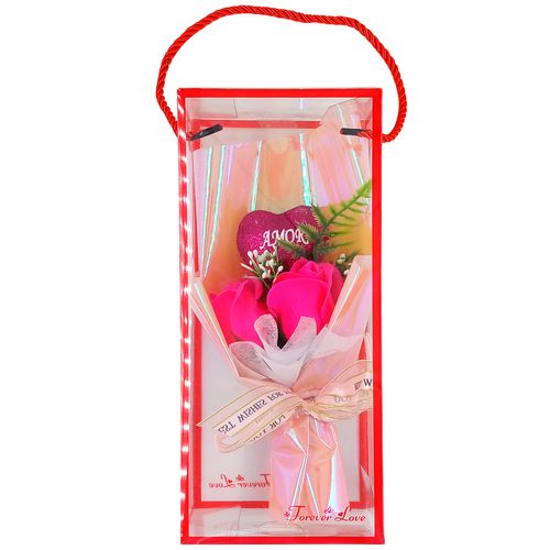 Buquê Rosa Artificial 20cm em Plástico Fu Xing