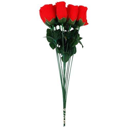 Kit Rosas Artificial 12 Peças 43cm em Plástico Bella Garden