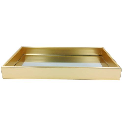 Bandeja Espelhada Retangular 34,5x18,5cm em Metal Moment