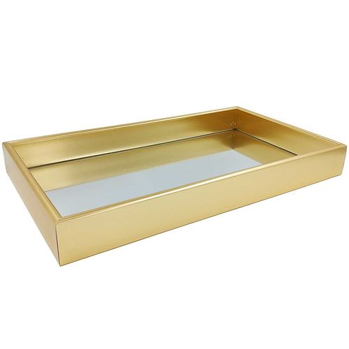 Bandeja Espelhada Retangular 34,5x18,5cm em Metal Moment