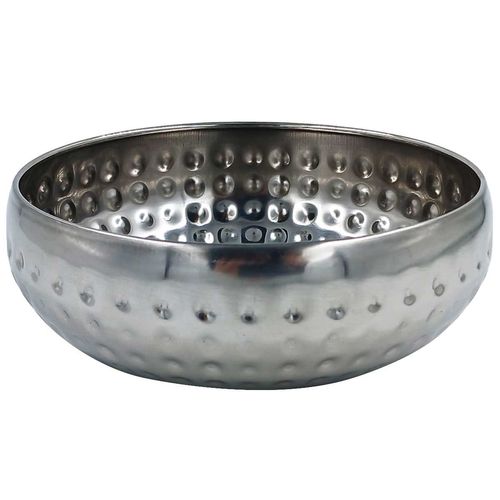 Centro de Mesa Martelado 14cm em Aço Inox Mai Home
