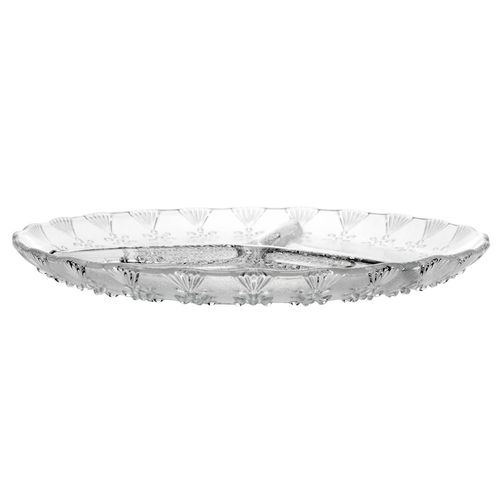 Petisqueira Floral C/ 3 Divisórias 19,5cm em Vidro Lyor
