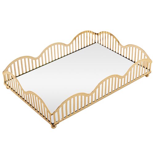 Bandeja Espelhada Wave 21x14cm em Metal Lyor