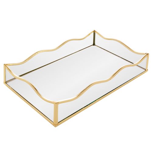 Bandeja Espelhada Ocean 15x25cm em Metal Lyor