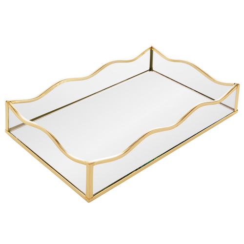 Bandeja Espelhada Ocean 30x20cm em Metal Lyor