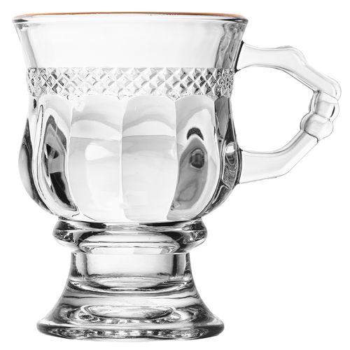 Xícara Capuccino Diamante C/ Fio Dourado 142ml em Cristal Lyor