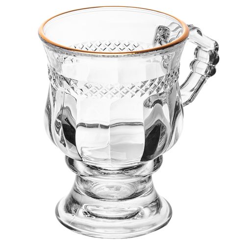 Xícara Capuccino Diamante C/ Fio Dourado 142ml em Cristal Lyor