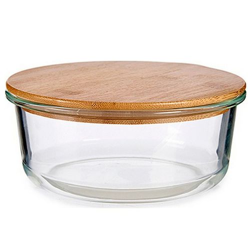 Pote Redondo C/ Tampa Bambu 1350ml em Vidro Top Útil
