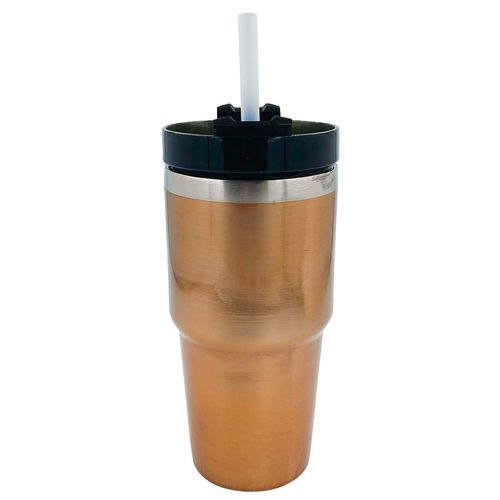 Copo Térmico C/ Canudo 600ml em Aço Inox Golden Rio