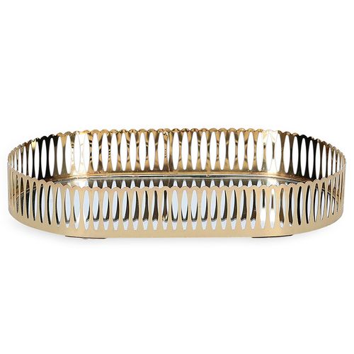 Bandeja Espelhada Oval 26x15cm em Metal Mart/Moas