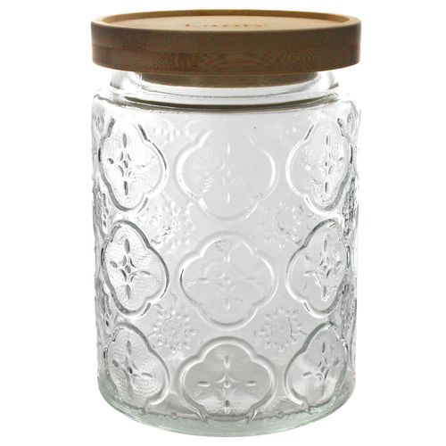 Pote C/ Tampa Madeira 770ml em Vidro Kehome