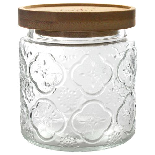 Pote C/ Tampa Madeira 560ml em Vidro Kehome