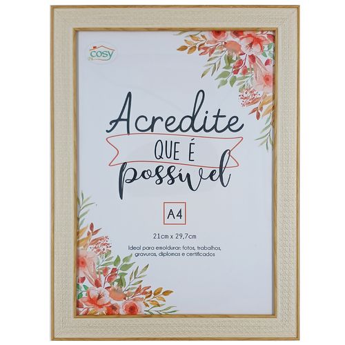 Porta Certificado Decorativo A4 21x29,7cm em Plástico Fu Xing