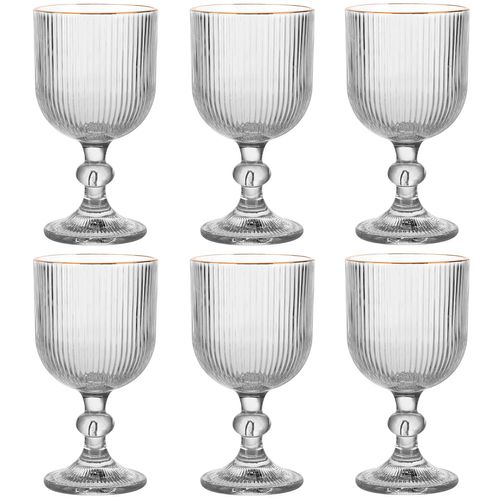 Jogo de Taças Versalhes Gold 6 Peças 340ml em Vidro Lehavi