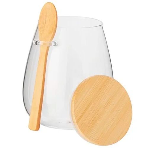 Pote Hermético C/ Tampa Bambu 1L em Vidro Fu Xing