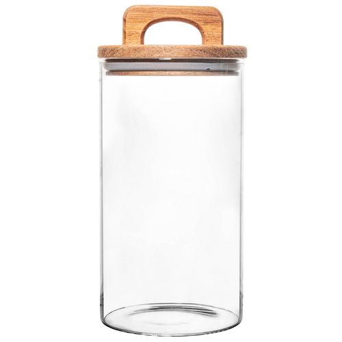 Pote Hermético C/ Tampa Bambu 900ml em Vidro Fu Xing