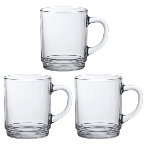 Jogo de Caneca Clear 3 Peças 250ml em Vidro Lehavi