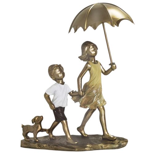 Crianças e Pet Decorativo 22cm em Resina Mabruk