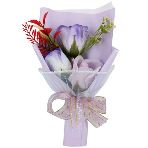 Buquê Flor Rosas Artificial 20cm em Plástico Fu Xing
