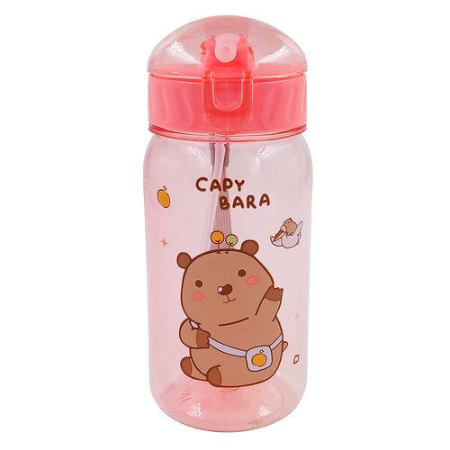 Garrafa Infantil Capivara C/ Canudo 340ml em Plástico Fu Xing