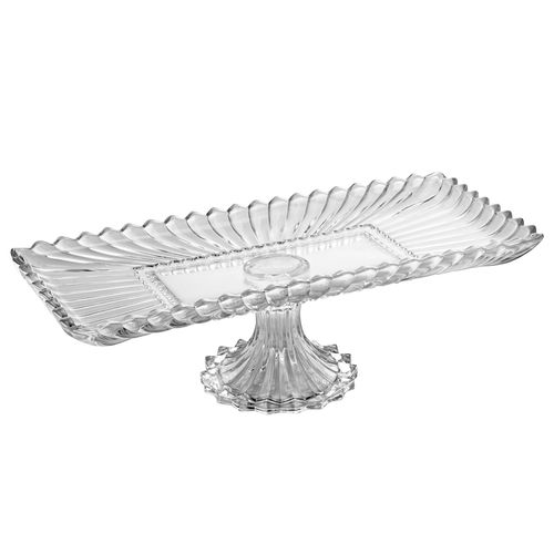 Travessa Geneva C/ Pé 38x12cm em Cristal Wolff