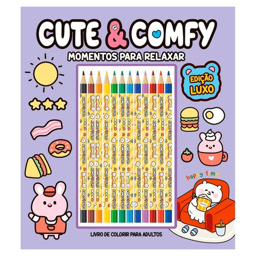 Livro P/ Colorir Cute & Comfy C/ Lápis 28cm em Papel Editora Online