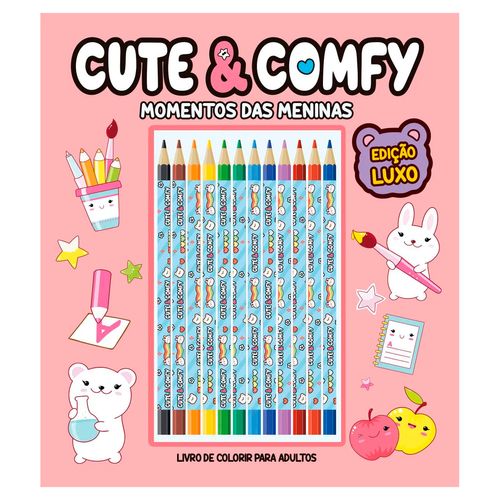Livro P/ Colorir Cute & Comfy C/ Lápis 28cm em Papel Editora Online