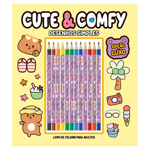 Livro P/ Colorir Cute & Comfy C/ Lápis 28cm em Papel Editora Online