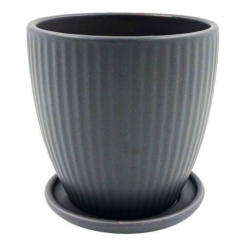 Vaso C/ Prato Decorativo 9,9x11cm em Cerâmica Cascavel