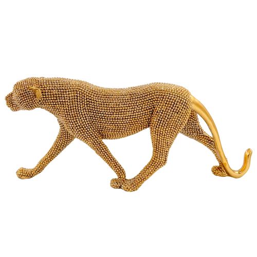 Leopardo Brilhante Decorativo 26cm em Resina Youbai