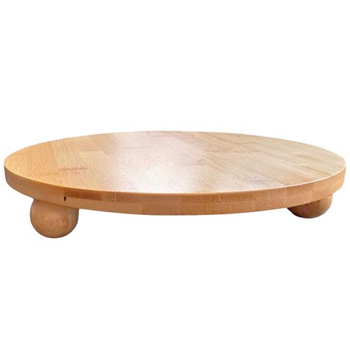 Bandeja Redonda Decorativa 25cm em Bambu Livon