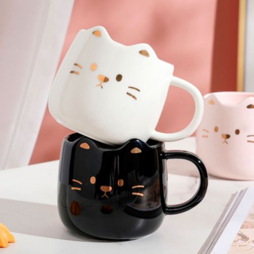 Caneca Gatinho 300ml em Cerâmica Lila Cosméticos