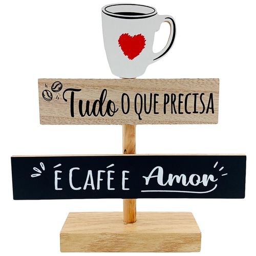 Placa Cantinho do Café 20x19cm em MDF Livon