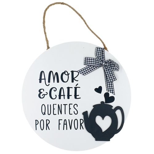 Placa Café Redonda 24cm em MDF Livon