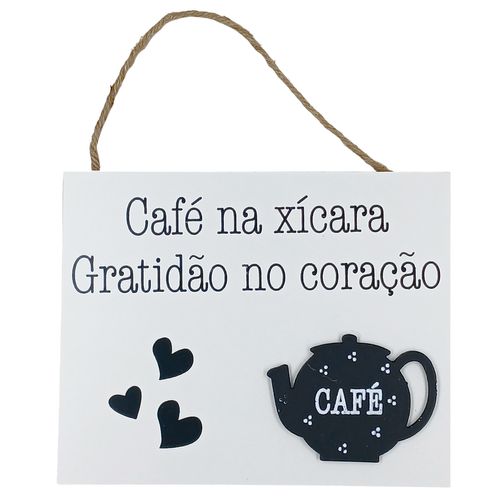 Placa Cantinho de Café 20x16cm em MDF Livon