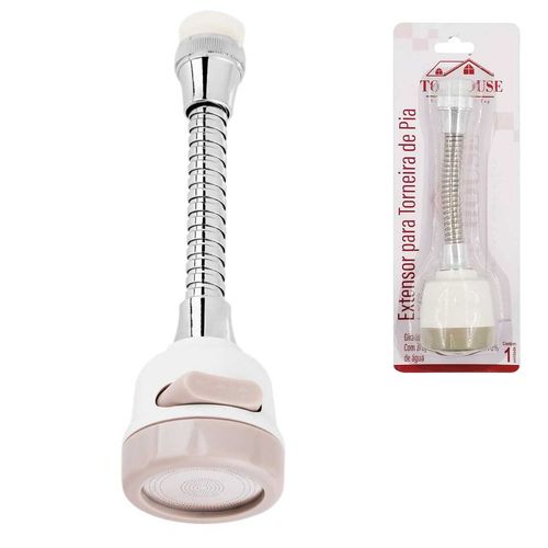Extensor de Torneira Flexível Turbo Para Pia 17,5x5cm em Plástico Top Rio
