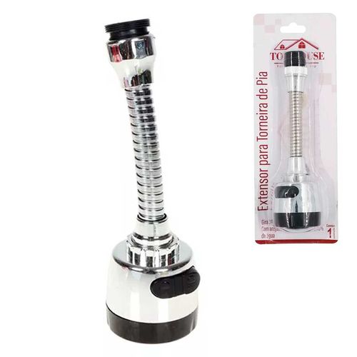 Extensor de Torneira Flexível Turbo Para Pia 17,5x5cm em Plástico Top Rio