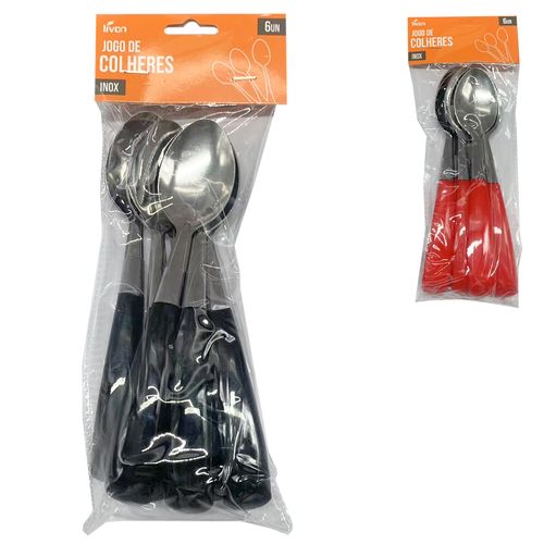 Jogo de Colher 6 Peças 18,5cm em Aço Inox Livon