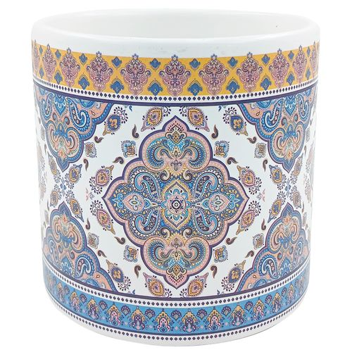 Vaso Estampado Decorativo 11,5x11cm em Cerâmica Sanxia