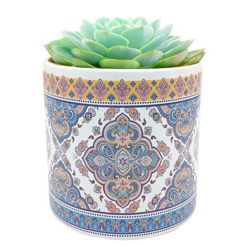Vaso Estampado Decorativo 11,5x11cm em Cerâmica Sanxia