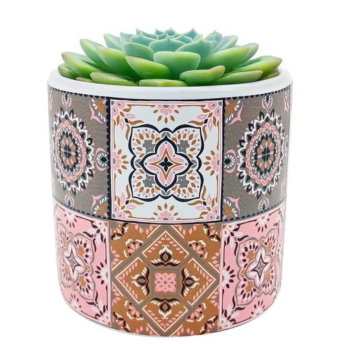 Vaso Estampado Decorativo 11,5x11cm em Cerâmica Sanxia