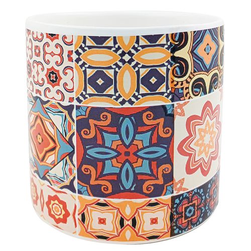 Vaso Estampado Decorativo 11,5x11cm em Cerâmica Sanxia