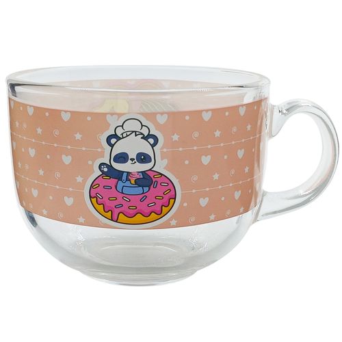 Caneca Panda Glow 470ml em Vidro Kehome