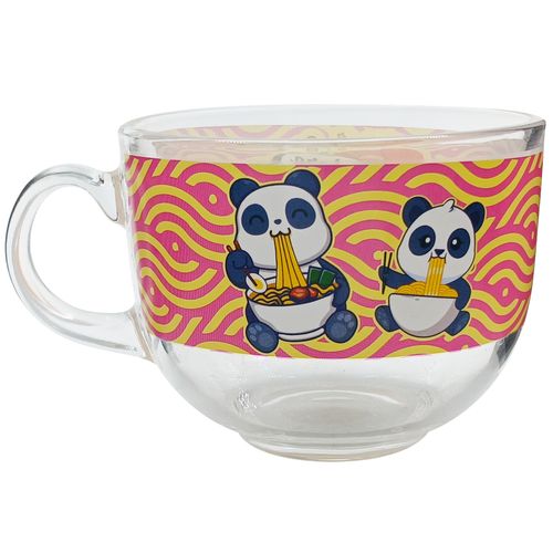 Caneca Panda Glow 470ml em Vidro Kehome