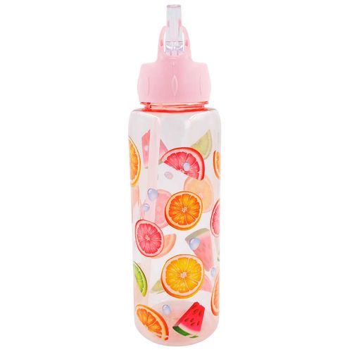 Garrafa Frutas C/ Canudo 800ml em Plástico Flashgoods