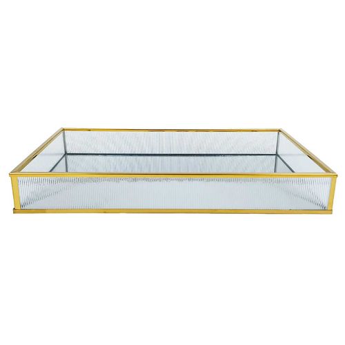 Bandeja Espelhada 30x30cm em Metal Mai Home