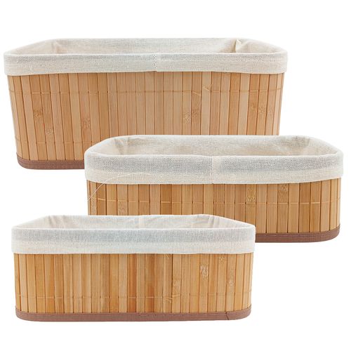 Jogo de Cestos Organizadores 3 Peças em Bambu Casita