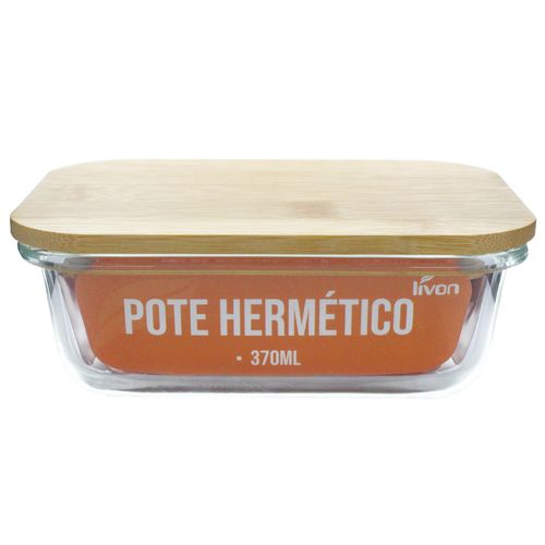 Pote Hermético C/ Tampa Bambu 370ml em Vidro Livon