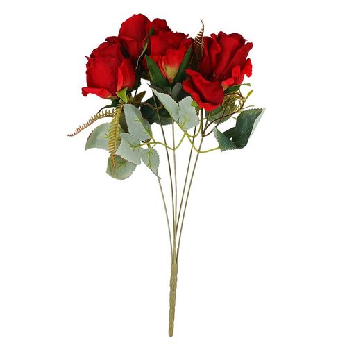 Buquê Rosa Luxo Artificial 40cm em Plástico Bella Garden