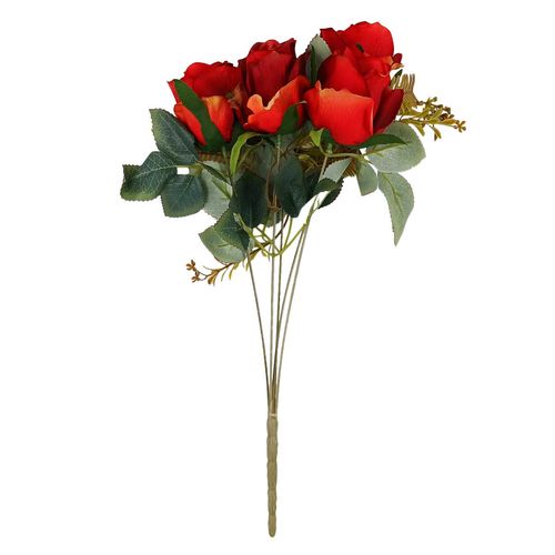 Buquê Rosa Luxo Artificial 40cm em Plástico Bella Garden